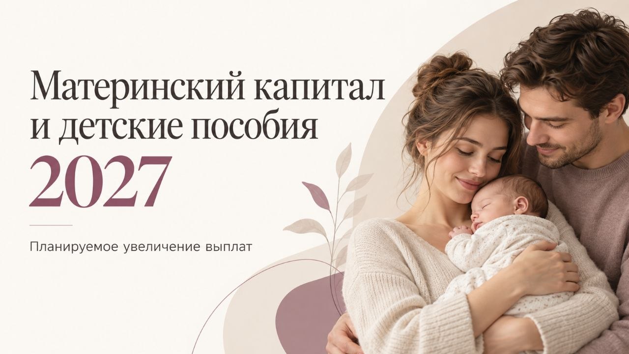 Родители с младенцем — обложка новости о материнском капитале и детских пособиях в 2027 году